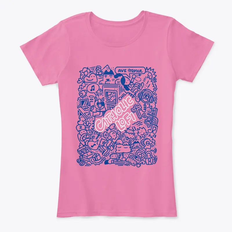 Women's Catholic Lofi Doodle T-Shirt