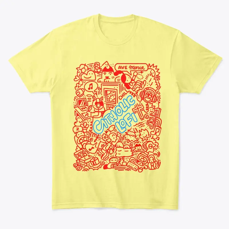 Men's Catholic Lofi Doodle T-Shirt