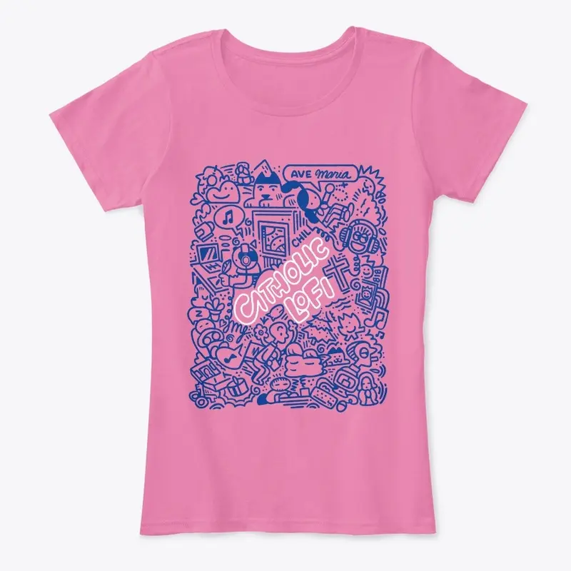 Women's Catholic Lofi Doodle T-Shirt